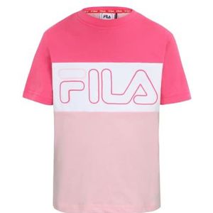 FILA Unisex Kids SONTAM Blocked Logo T-Shirt, Fandango roze-Roseate Spoonbill-Bright White, 86/92, Fandango Roze-Rose Spoonbill-helder wit