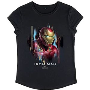 Marvel Women's Avengers: Endgame-Ironman Portret Roll Sleeve T-Shirt, Zwart, S, zwart, S