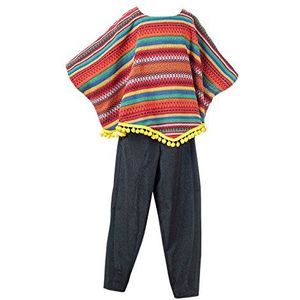 Mexicaans kostuum voor kinderen, 2-delig, poncho en broek voor jongens, carnaval, 7/9 jaar