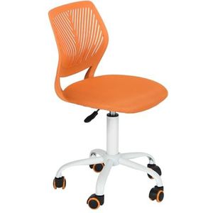 FurnitureR Kleurrijke bureaustoel, modern verstelbaar design, computerstoel, draaibare armloze stoel, kinderkamer, thuiskantoor Task Chair, oranje