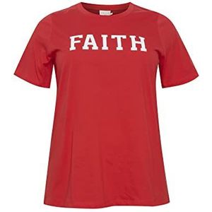 Kaffe Curve Dames plus size T-shirt blouse grafische slogan print dames, Adrenaline Rush, M/Meer