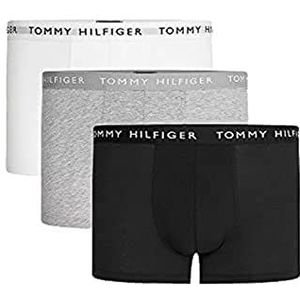 Tommy Hilfiger Heren 3-pack Trunks, meerkleurig, wit/grijs (wit/heidegrijs/wit/zwart), S