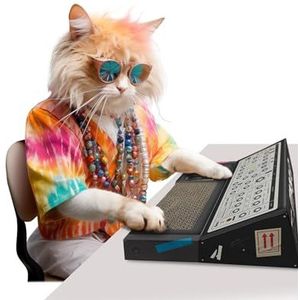 Suck UK Cat Scratcher Synthesizer | Kartonnen kattenkrabbers | Kitten speelgoed en kattenspeelgoed voor binnenkatten | Kartonnen krabplank en kattenkrabplank | Kattenspeelgoed interactief voor