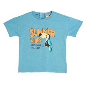 Koton Babyboys Crew Neck Short Sleeve Parrot Bedrukt Katoenen T-shirt, blauw (637), 6-9 Maanden