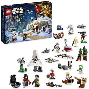 LEGO 75366 Star Wars adventkalender 2023 met 24 Cadeaus, inclusief 9 Personages, 10 Bouwbare Speelgoed Voertuigen en 5 Iconische Minimodellen, Kerstcadeau voor Kinderen en Fans