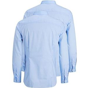 JACK & JONES heren overhemd, Cashmere Blue/Pack: wit, S