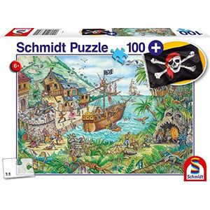 Schmidt Spiele 56330 In de Piratenbaai, inclusief piratenvlag, kinderpuzzel, 100 stukjes, kleurrijk