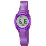 Calypso Unisex digitaal horloge met LCD-wijzerplaat digitaal display en paarse plastic band K5677/2, Lcd/Paars, Riem