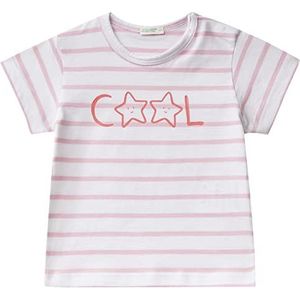 United Colors of Benetton T-shirt 3I6TA102X, roze en wit gestreept, 904, 62 meisjes, Patroon met strepen roze en wit 904, 62 cm