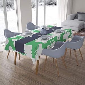 Bonamaison Tafelkleed, Anti-Mold, Sneldrogend, Waterdicht, 100% Polyester Tafellaken, Petroleum Groen, Wit, 140 x 200 Cm - Ontworpen en Vervaardigd in Turkije