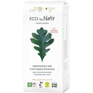 Eco by Naty Incontinentie Pads Mini voor Vrouwen - Pads voor gevoelige blaas, Absorberende en discrete Eco vriendelijke Pads (20 Stuks)