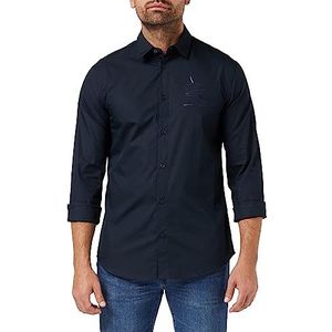 Armani Exchange Sustainable, regular fit, bedrukt logo Eagle, shirt met lange mouwen, blauw, XS