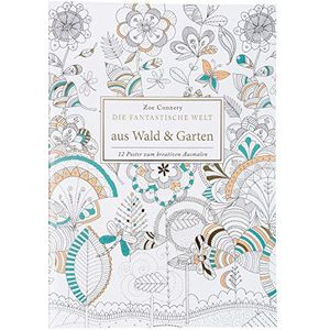Idena 68142 - kleurboek voor volwassenen, motief bos en tuin, 12 vellen, voor het maken van creatieve kunstwerken, als compensatie voor het dagelijks leven en voor vrije tijd en vakantie