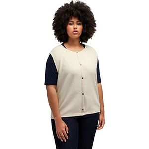 Ulla Popken Dames Short Sweat Vest Vest, Popcorn, 42/44, Popcorn, 42/44 NL