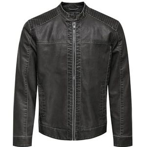 ONLY & SONS - MIKE - Bikerjack - Zwart - PU