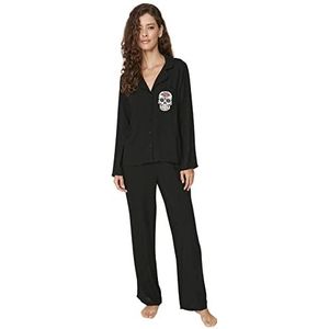 Trendyol Pyjama Set - Zwart - Bloemen, Zwart, 60