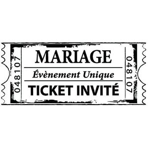 Aladine - Wedding Stempel - Houten Ondersteuning - Uitnodiging tot realisatie en bruiloft aankondiging - Scrapbooking en Creatieve Cartery - Wedding Ticket Design