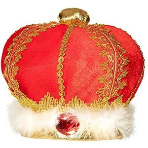 Boland 01237 - hoed koning, kroon, kroon, ceremonie, rood, fluweel, zacht, goud, edelstenen, carnaval, Halloween, themafeest, verkleding, theater, accessoire
