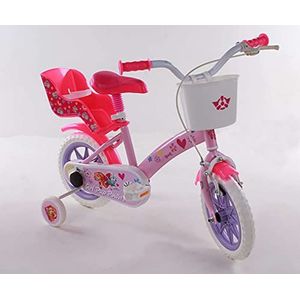 Volare Meisjes, 12 inch fiets met mand en poppenhouder, licentie Paw Patrol Girl, roze en wit, medium