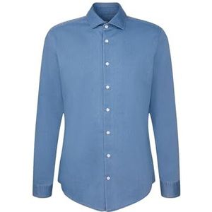Seidensticker - Herenoverhemd - Blauw - 100% Katoen - Slim Fit