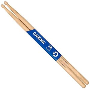 CASCHA Maple 7A Drumsticks - ideaal voor zachte rok - drumsticks voor gevorderden - 1 paar houten sticks - drumaccessoires van esdoornhout, HH 2362, natuur