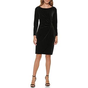 DKNY Dames lange mouwen V-hals Side Rush Dress, Black, 6, zwart, 36
