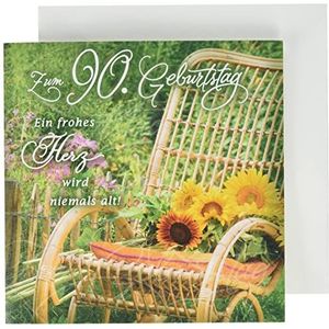 Perleberg Verjaardagskaart voor de 90e verjaardag Romantica - schommelstoel - 15 x 15 cm, 7750055-2
