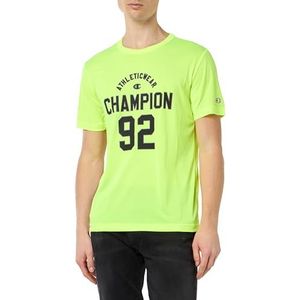 Champion Legacy Modern Basket at The Gym - Graphic Micromesh S/S Crewneck T-shirt, neongeel, XXL Heren SS24, Neon Geel, XXL