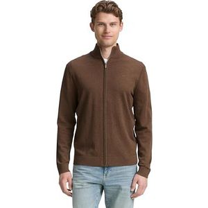 Tom Tailor - Vest - Dark Taupe Melange - Met Geborduurd Logo