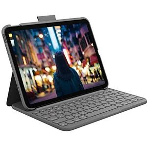 Logitech iPad-toetsenbordcase (10e generatie) | Slim Folio met geïntegreerd draadloos toetsenbord (Graphite) - French Layout