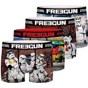 FREEGUN Stormtrooper boxershorts voor heren, grappig en origineel, 4 stuks, zwart1, S