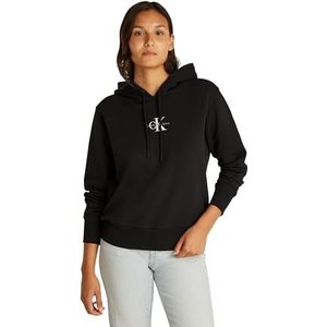 CK JEANS Dames MONOLOGO HOODIE J20J225358, Zwart (Ck Zwart), L, Zwart (Ck Zwart), L