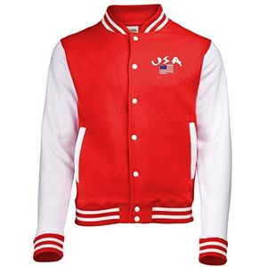 supportershop USA College Jacket tweekleurig Unisex volwassenen, rood, FR: L (maat fabrikant: L)