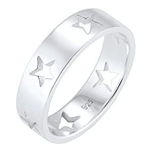 Elli Ring dames ster Astro Cut Out in 925 sterling zilver, 58 EU, facetgeslepen, Zonder