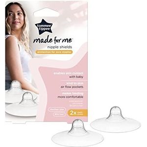 Tommee Tippee Made for Me Nipple Shields for Breastfeeding Mums, Soft, Flexible Silicone, Protects Sore and Cracked Nipples, Pack of 2