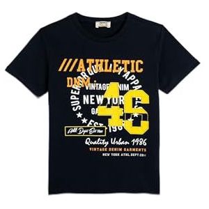 Koton Boys's Sport Printed Short Sleeve Crew Neck Katoenen T-shirt, marineblauw (704), 6-7 Jaar