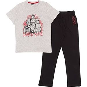 Star Wars Vader Dark Side Lange pyjama's set, Kinderen, 104-170, Schwarz/Weiß Heather Grey, Officiële Koopwaar