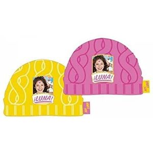 Disney Soy Luna wollen muts, 2 kleuren, jongeren, uniseks, roze en geel, willekeurige meerkleurig, eenheidsmaat