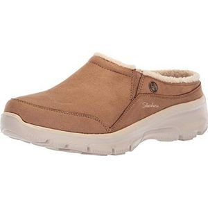 Skechers Easy Going-Latte-Twin Gore Slip-on Mule met open rug voor dames, bruin, 37.5 EU