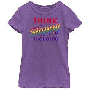 Disney Characters Happy Thoughts Girl's Heather Crew Tee, Purple Berry, X-Small, Purple Berry, XS