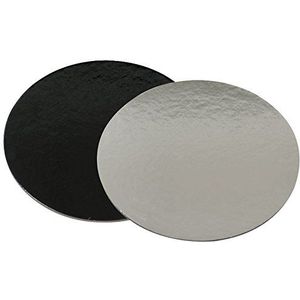 5932561 DECORA taartplateau in set zwart en zilver Ø 28 cm 60ST BAKERY