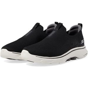Skechers Heren GO Walk 7 Sneakers, zwart en houtskool textiel, 6 UK, Zwart en houtskool textiel, 39.5 EU