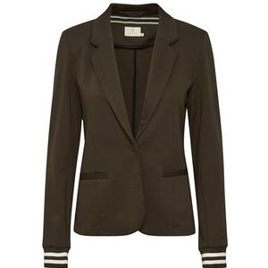 Kaffe Dames Blazer Single Breasted Notch Lapel Slim Fit Rib Knit Manchetten Dames, Java Chalk/Black Stripe, XS