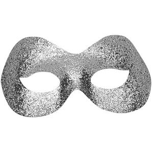 Widmann 64252 - Domino Fidelio-masker met glitter, unisex volwassene, Venetiaans carnaval, feest, themafeesten, zilverkleur