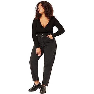 Trendyol Dames Gerade Hohe Taille Plus-Size-Jeans, Antraciet, 42 grote maten