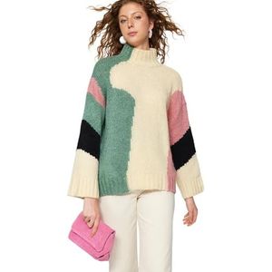 Trendyol Dames kleurblok lange mouwen regular sweater, beige, L