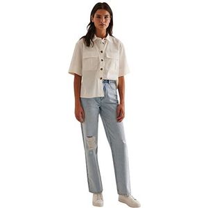 NA-KD Denim jeans met wijde pijpen en hoge taille voor dames, Lichtblauw, 40
