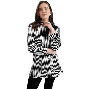 DeFacto Hemdblouse met lange mouwen voor dames, hemd met knopen voor vrijetijdskleding, zwart, S