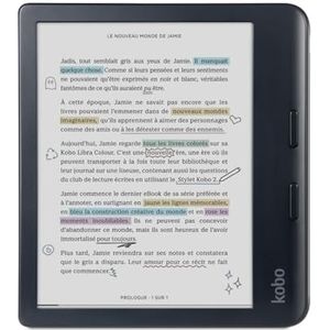 Kobo Libra Colour | eReader | 7"" niet-spiegelend E Ink Kaleido™ 3-kleurenscherm | Donkere leesmodus | Waterdicht | Luisterboeken | 32 GB opslagruimte | Zwart