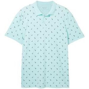TOM TAILOR Denim Poloshirt voor heren, 35504 - Blue Grey Mini Palm Print, L